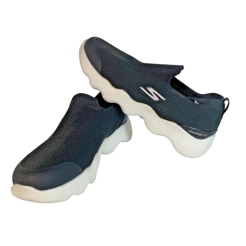 Skechers Go Walk Massage Fit Womens Size 11 Black White Walking Slip On Shoes